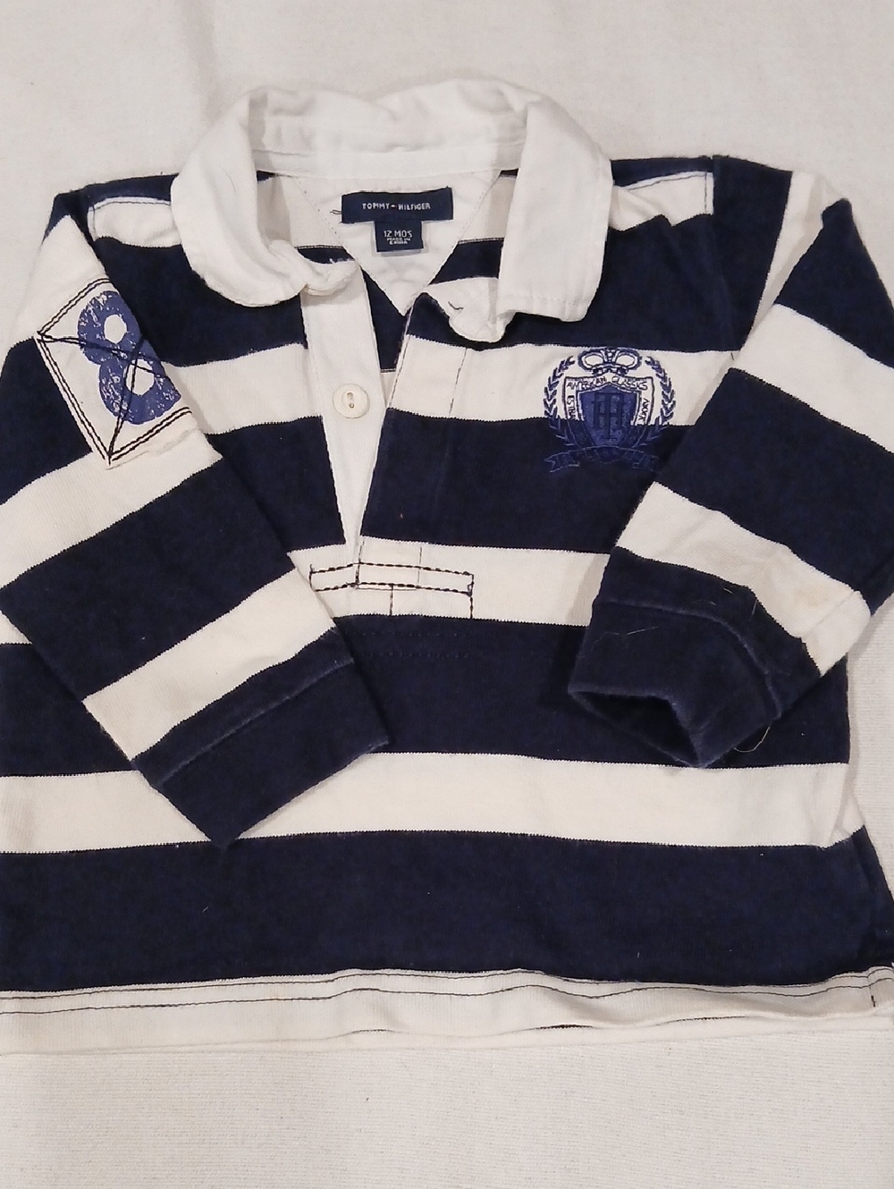 Tommy Hilfiger Navy & White Striped Rugby Polo - Kids